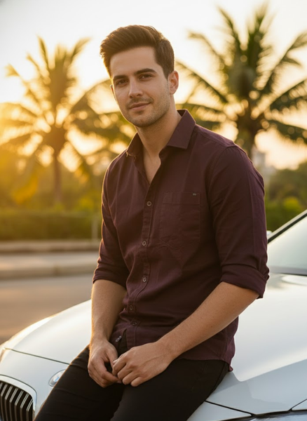 Men’s Maroon Cotton Casual Shirt