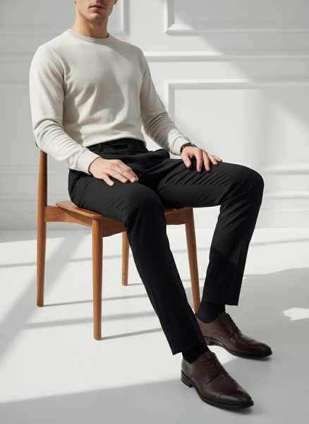 Men’s Black Cotton Formal Pant – Slim Fit