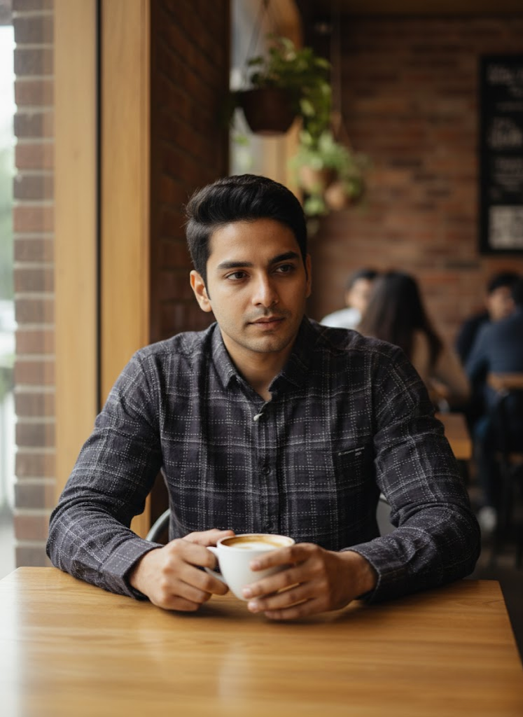 Men’s Deep Plum City Check Textured Slim Fit Cotton Shirt