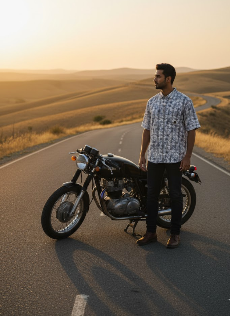 Men’s Ice Blue Outdoor Abstract Short Sleeve Relaxed Shirt