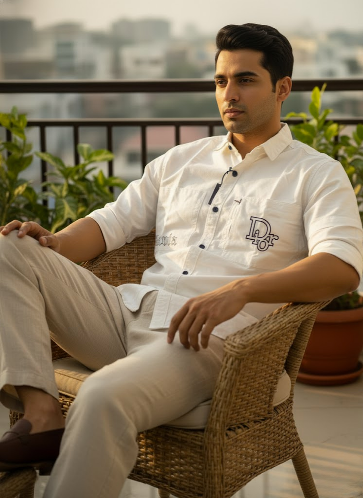 Men’s White Utility Denim Washed Shirt – The Everyday Icon