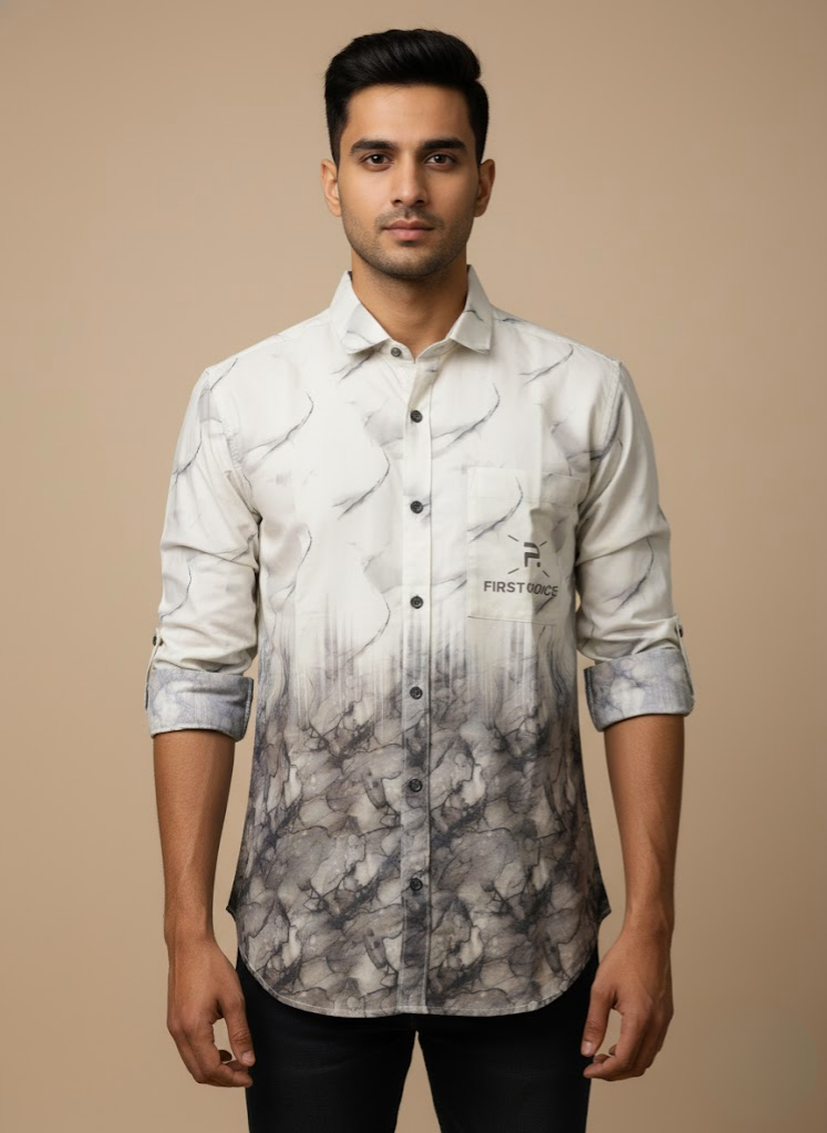 Men’s Grey Marble Fade Shirt – Urban Luxe Edition