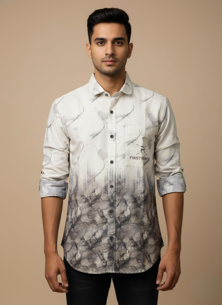 Men’s Grey Marble Fade Shirt – Urban Luxe Edition