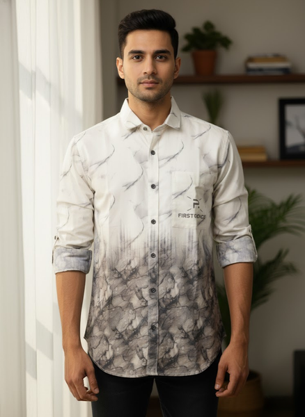 Men’s Grey Marble Fade Shirt – Urban Luxe Edition