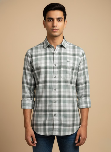 Men’s Sage Green Check Shirt – Subtle Sophistication Edition