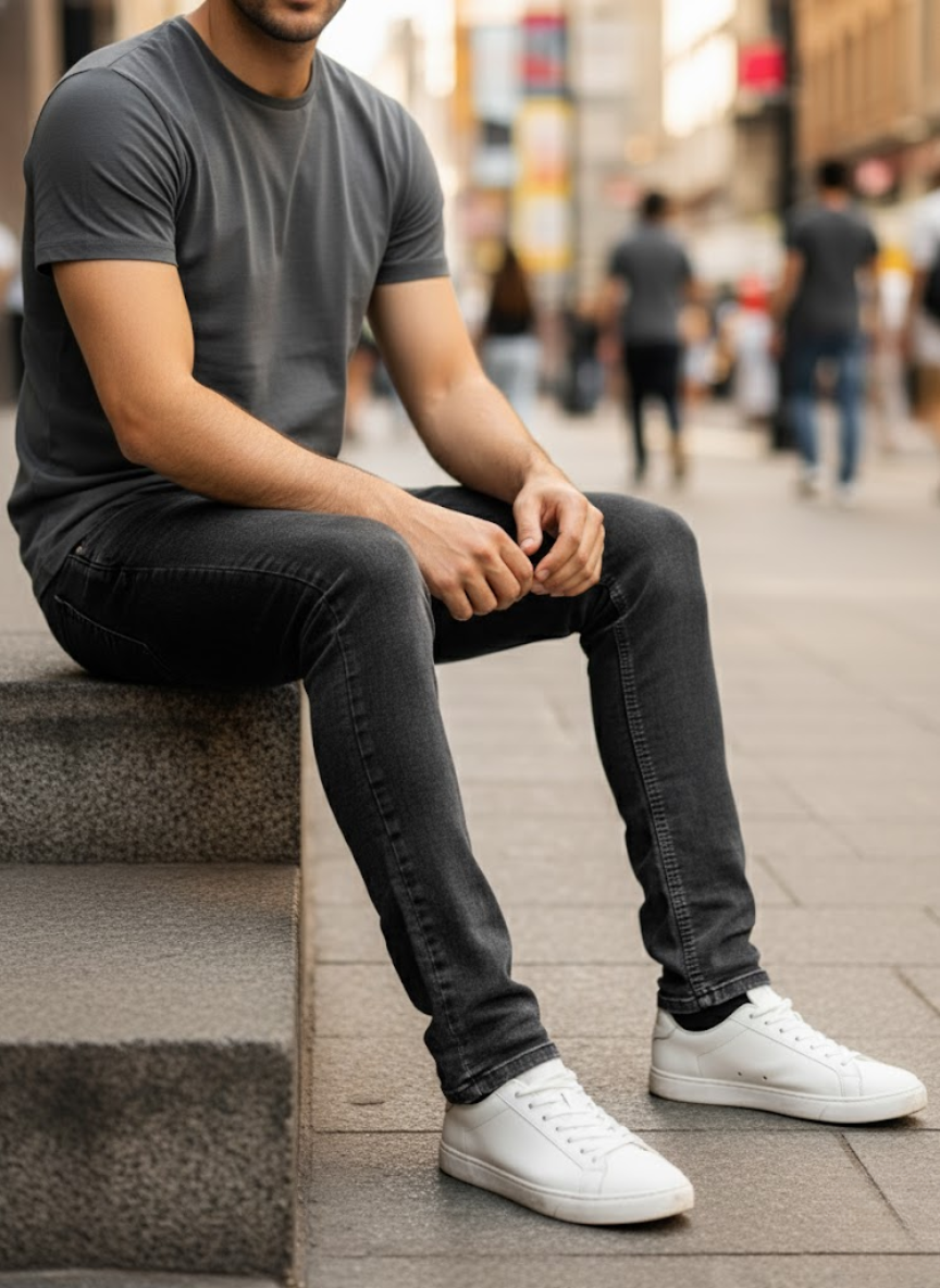 Premium Men’s Slim-Fit Black Denim Jeans