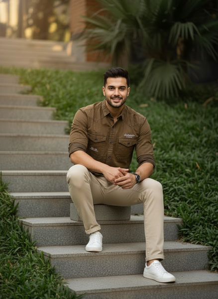 Men’s Brown Denim Washed Shirt