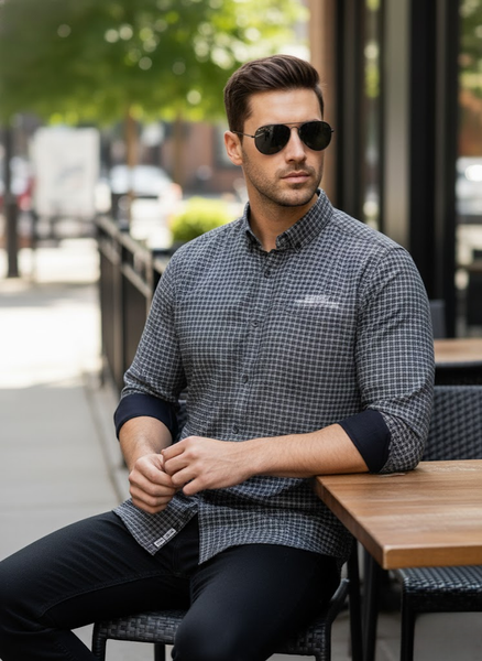 Men’s Black Micro Check Shirt – Executive City Edition