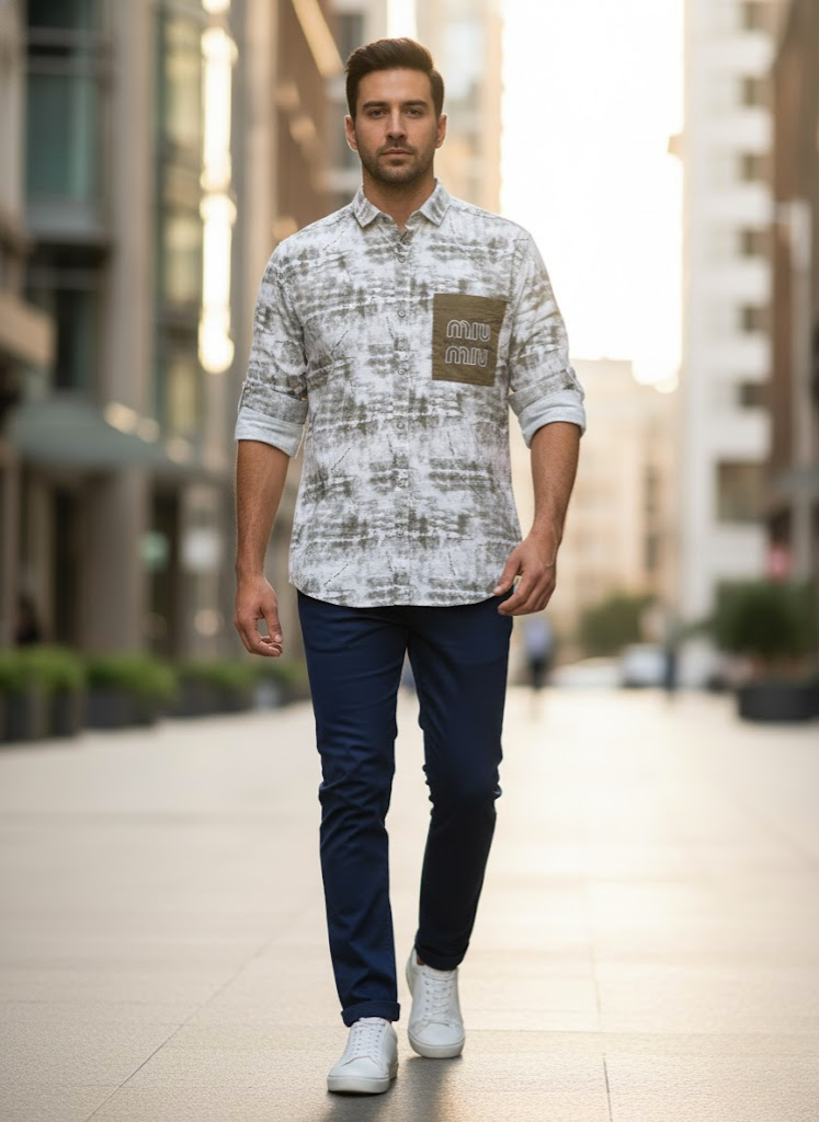 Men’s White Washed Street Shirt – Street Luxe Edition