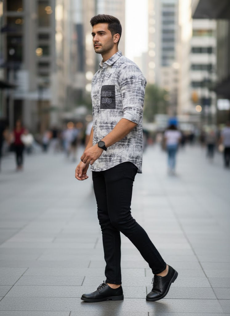 Men’s White Washed Graphic Shirt – Street Luxe Edition