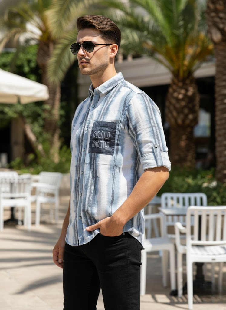 Men’s Sky Drip Pattern Shirt – Coastal Luxe Collection