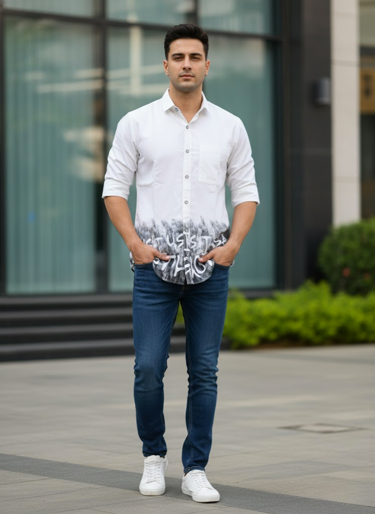 Men’s Monochrome Luxe White & Grey Shirt – The Street Edit