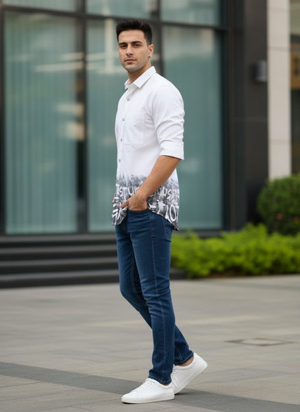 Men’s Monochrome Luxe White & Grey Shirt – The Street Edit