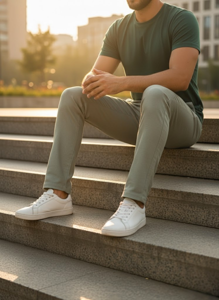 Men’s Olive Green Slim Fit Stretchable Cotton Jeans