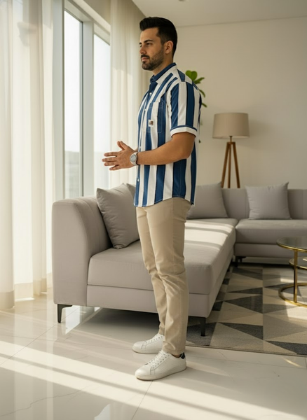 Navy Breeze Striped Cotton Shirt – Summer Edition