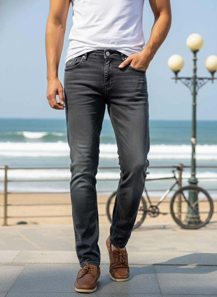 Charcoal Black Washed Jeans – Everyday Slim Fit