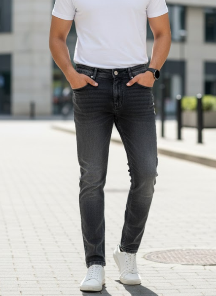 Charcoal Black Washed Jeans – Everyday Slim Fit
