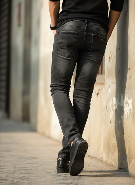 Black Drawstring Slim Fit Jeans – Street Smart Edition
