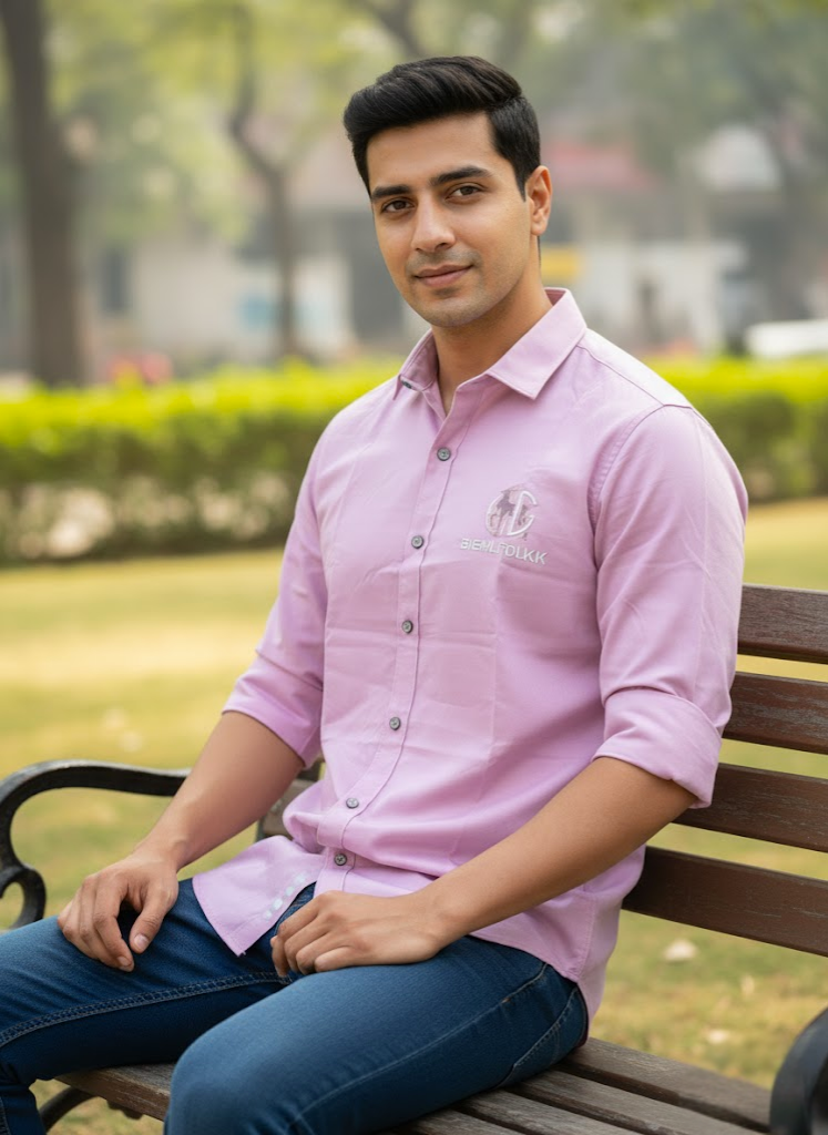 Men’s Light Pink Shirt with Back Design