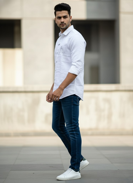 Men’s Stylish White Shirt with Back Design