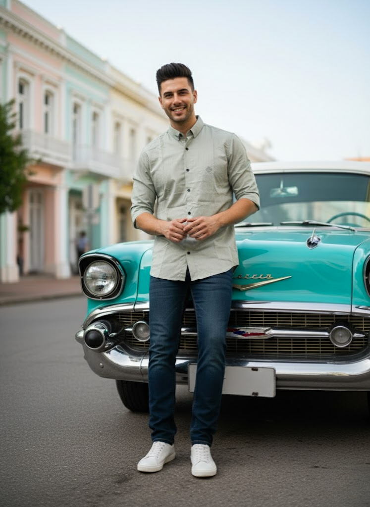 Men’s Elegant Olive Green Solid Striped Shirt
