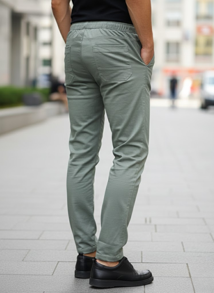 Men’s Sage Green Slim Fit Stretch Jogger Pants – ComfortFlex Everyday Wear