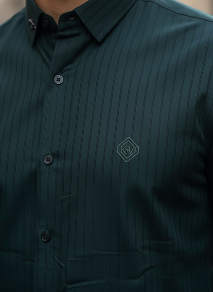 Men’s Dark Green Striped Shirt