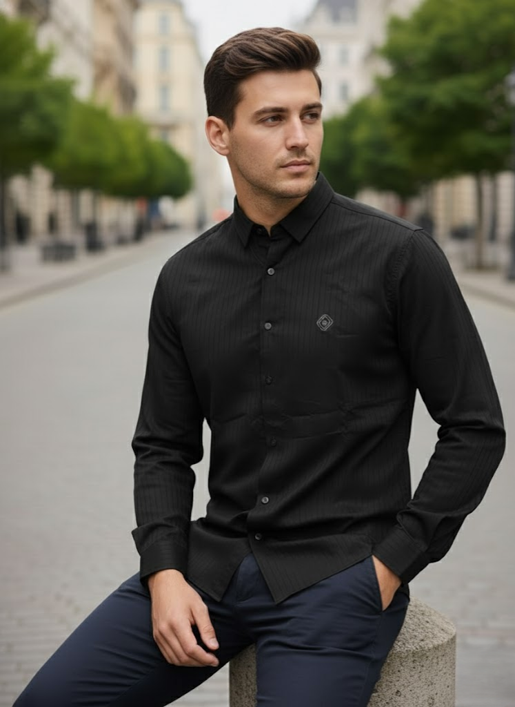 Men’s Premium Black Striped Shirt