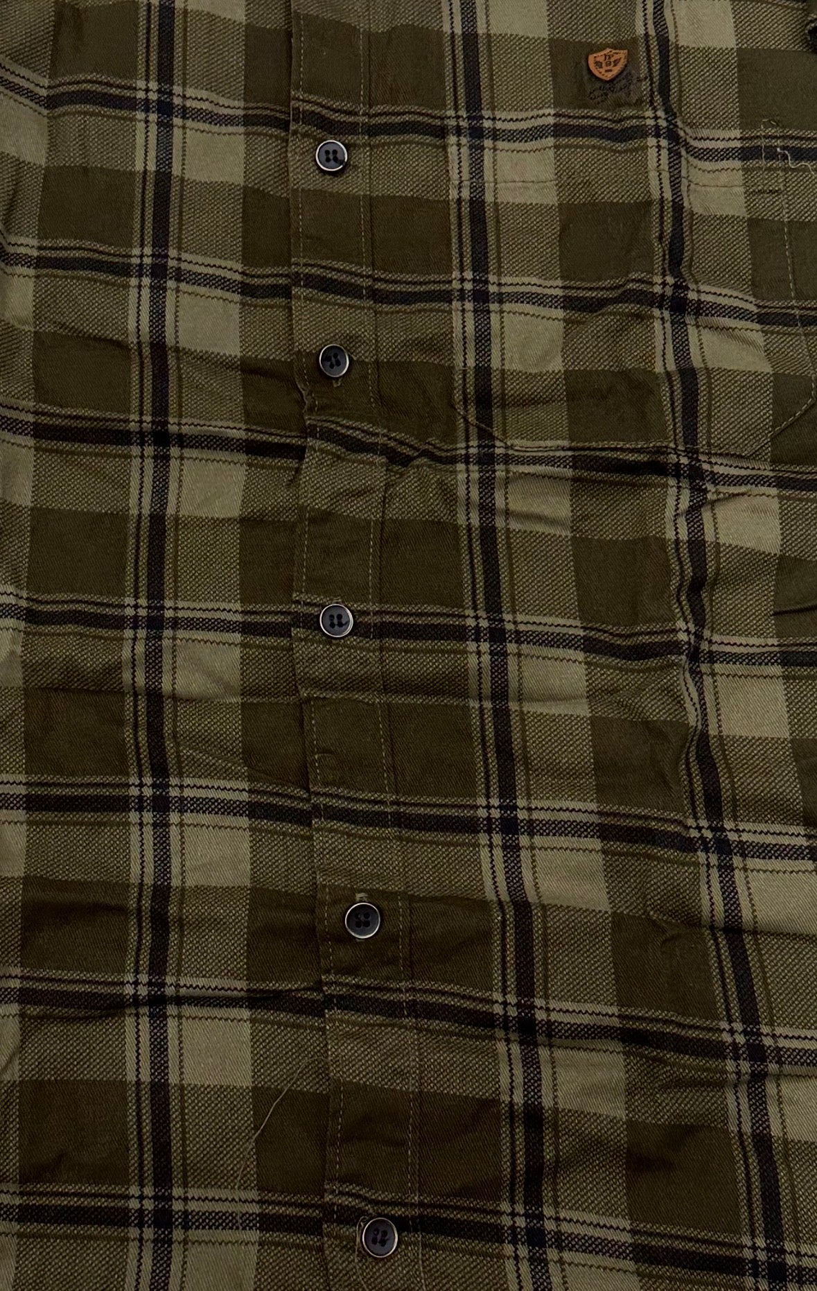 Men’s Olive Green Checked Cotton Slim Fit Casual Shirt
