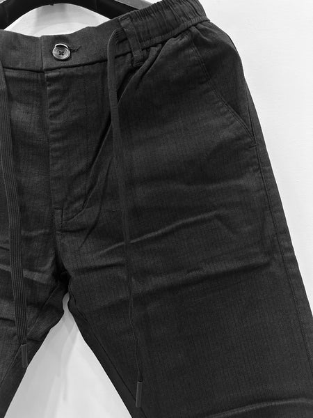 Men’s Textured BLACK LINEN Drawstring Trouser