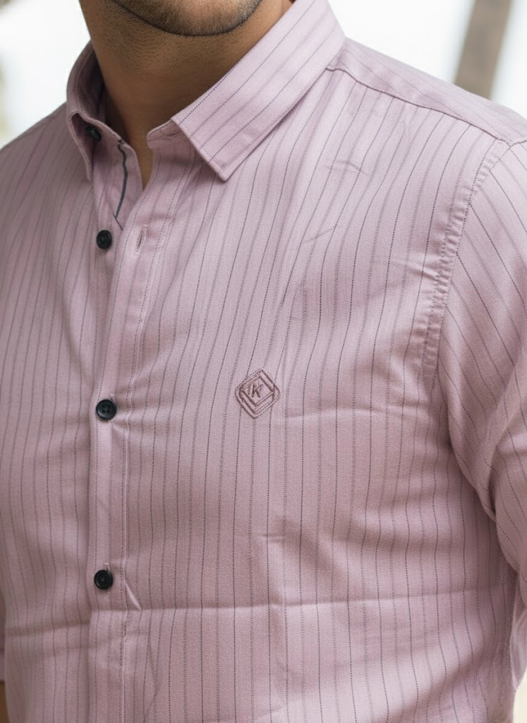 Men’s Light Pink Striped Shirt