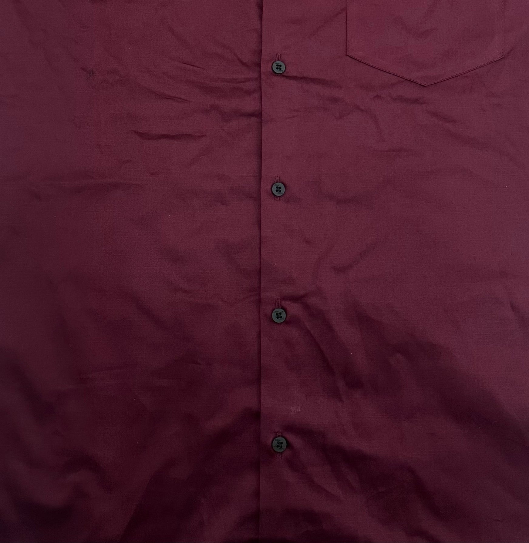 Men’s Maroon Satin-Finish Solid Shirt with Sharp Tailoring | Premium Evening & Formal Wear