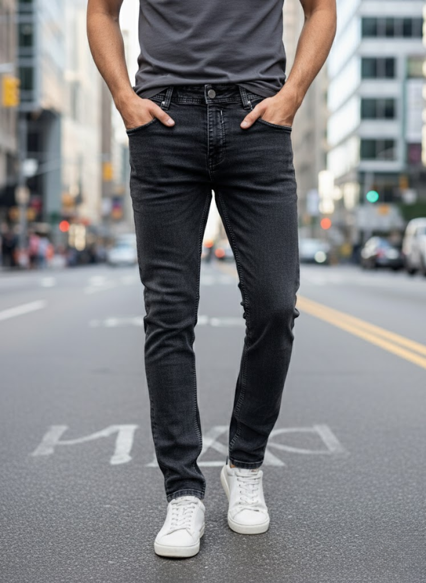Premium Men’s Slim-Fit Black Denim Jeans