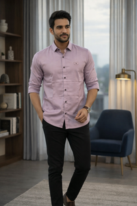 Men’s Blush Pink Satin Shirt with Contemporary Slim Fit
