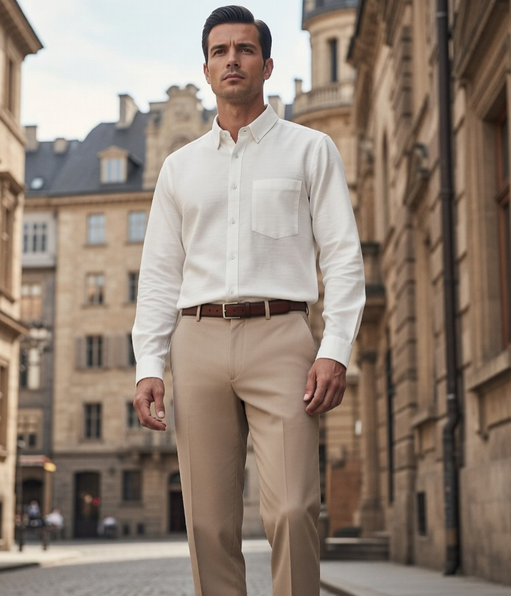 Men’s Classic White Cotton Linen Shirt