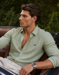 Men’s Light Olive Cotton Smart Casual Shirt