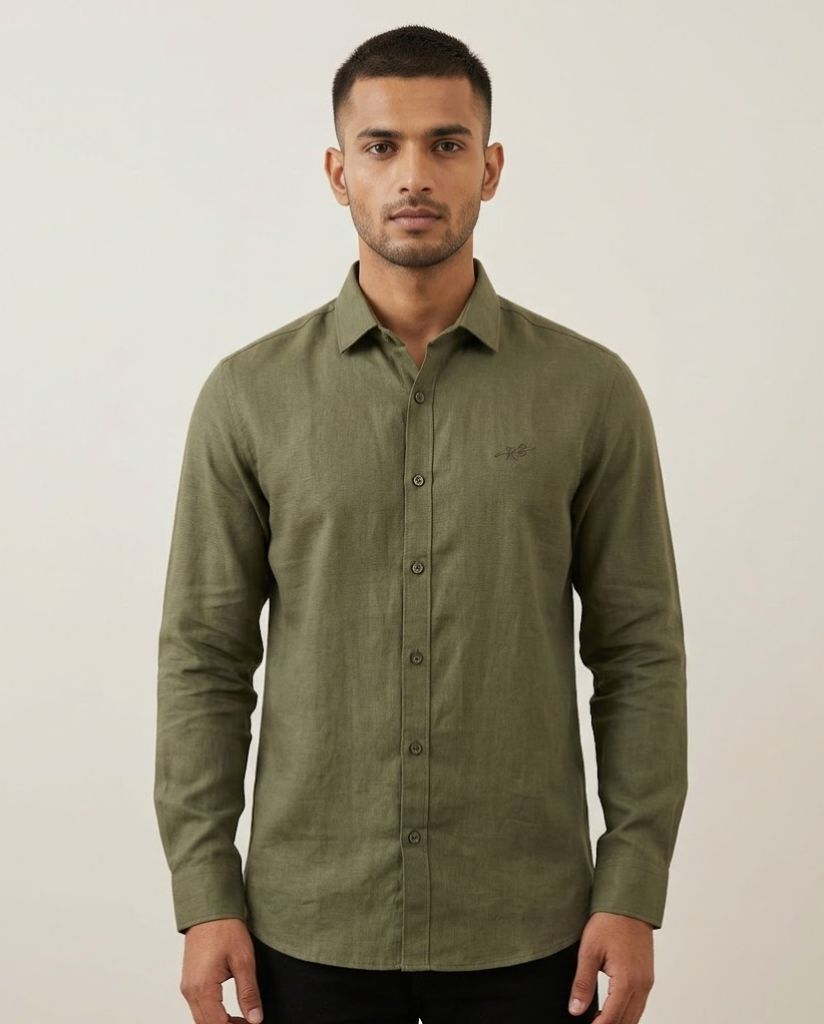 Men’s Olive Green Cotton Shirt