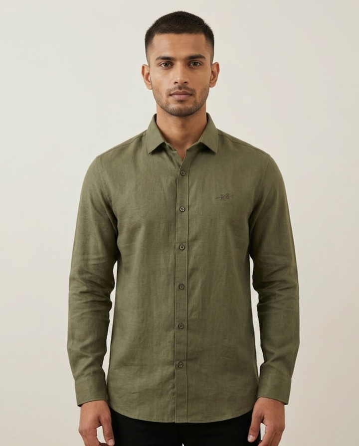 Men’s Olive Green Cotton Shirt