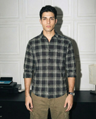 Men's Charcoal Grey Checked Casual Shirt | Button-Down