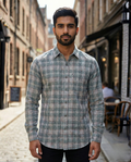 Men's Grey Checked Casual Shirt | Button-Down