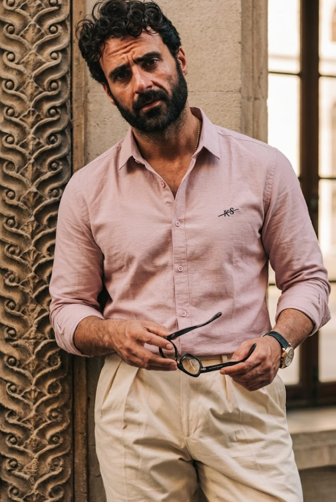 Men’s Dusty Pink Cotton Smart Casual Shirt