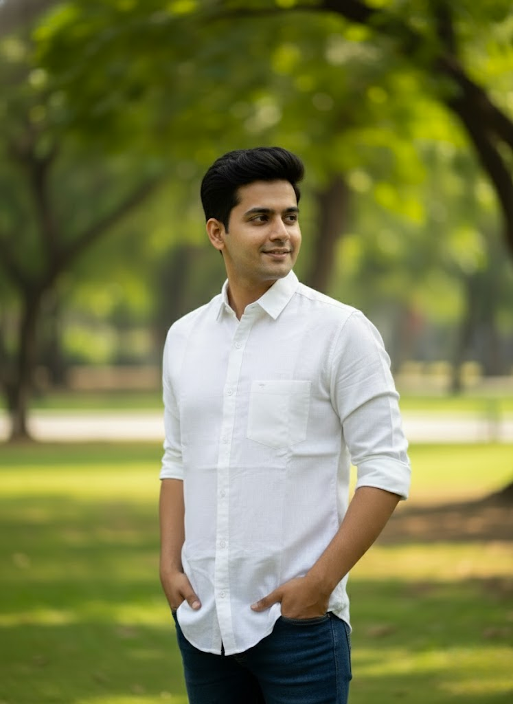 Men’s White Cotton Linen Slim Fit Casual Shirt