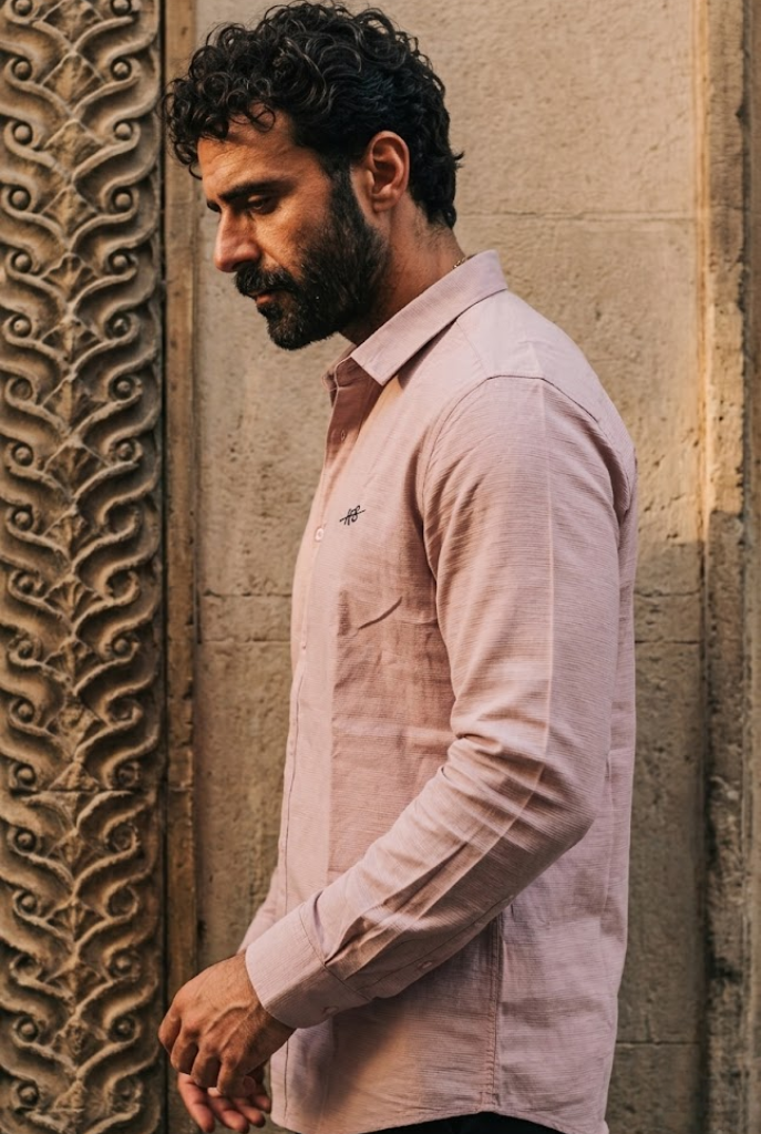 Men’s Dusty Pink Cotton Smart Casual Shirt