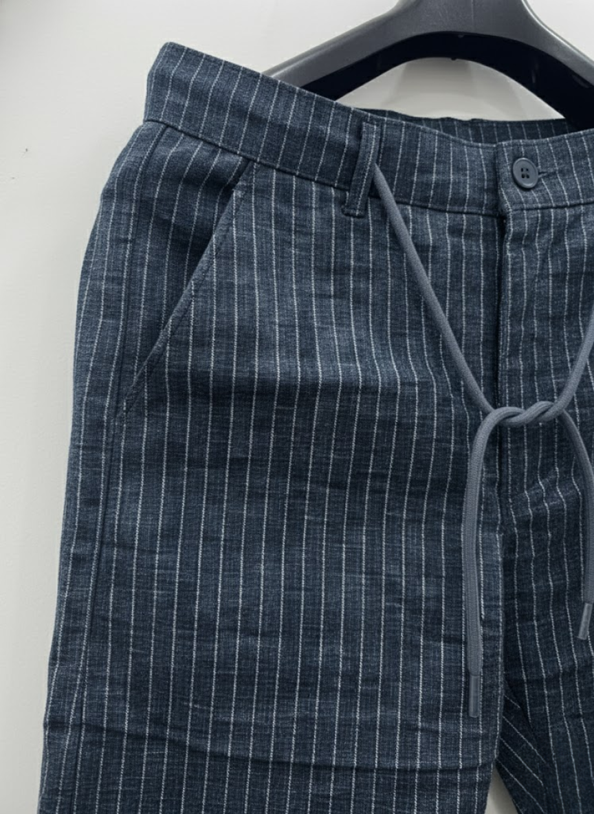 Men’s Navy Blue Striped linen Trouser