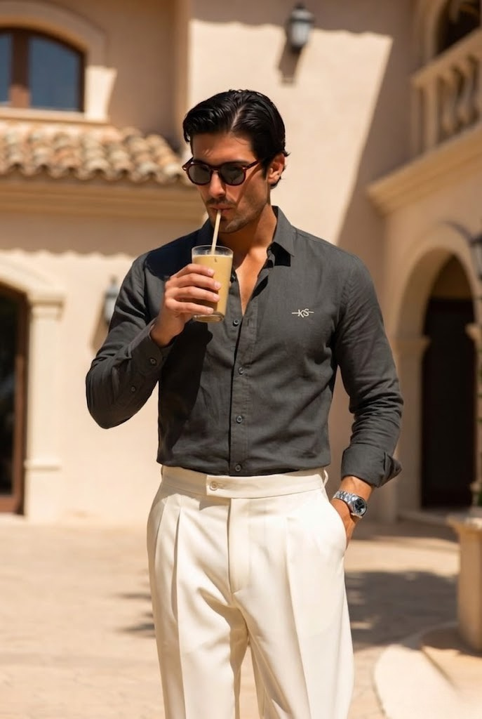 Men’s Dark Olive Cotton Smart Casual Shirt
