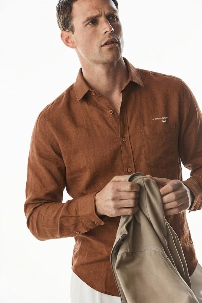 Men’s Dark Brown Cotton Smart Casual Shirt