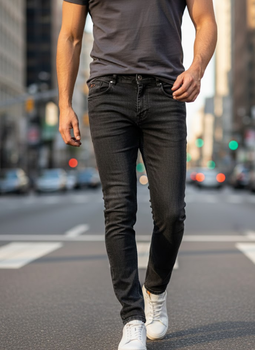 Premium Men’s Slim-Fit Black Denim Jeans