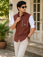 Men’s Dual Tone Casual Brown & White Contrast Style Shirt
