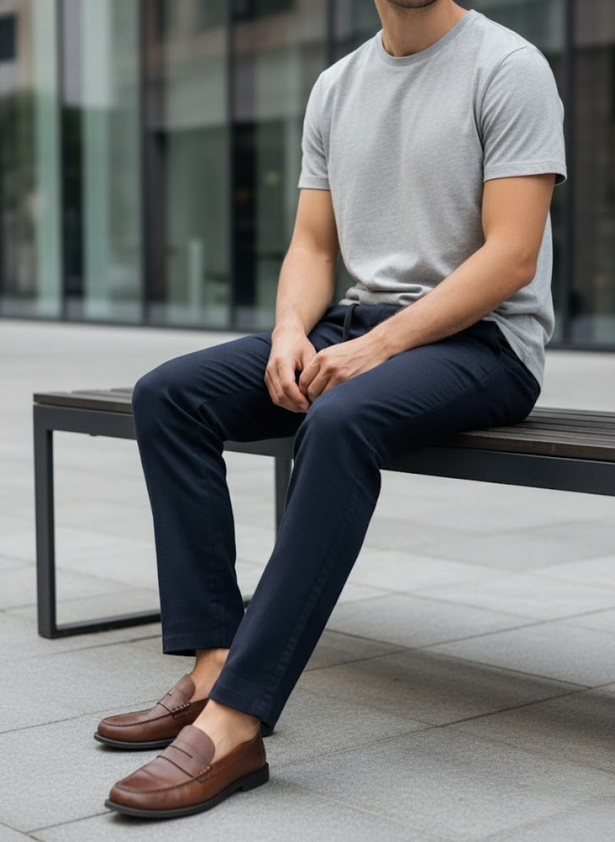 Men’s Textured BLACK LINEN Drawstring Trouser