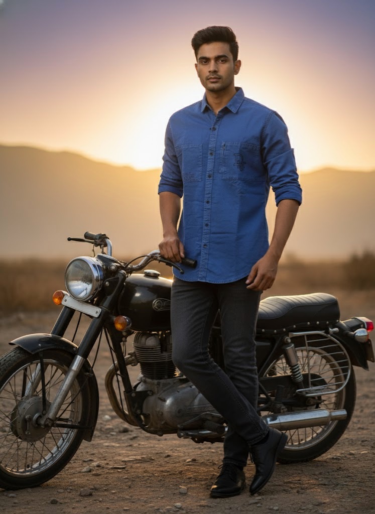 Men’s Indigo Blue Utility Denim Washed Shirt – Bold Classic Edition